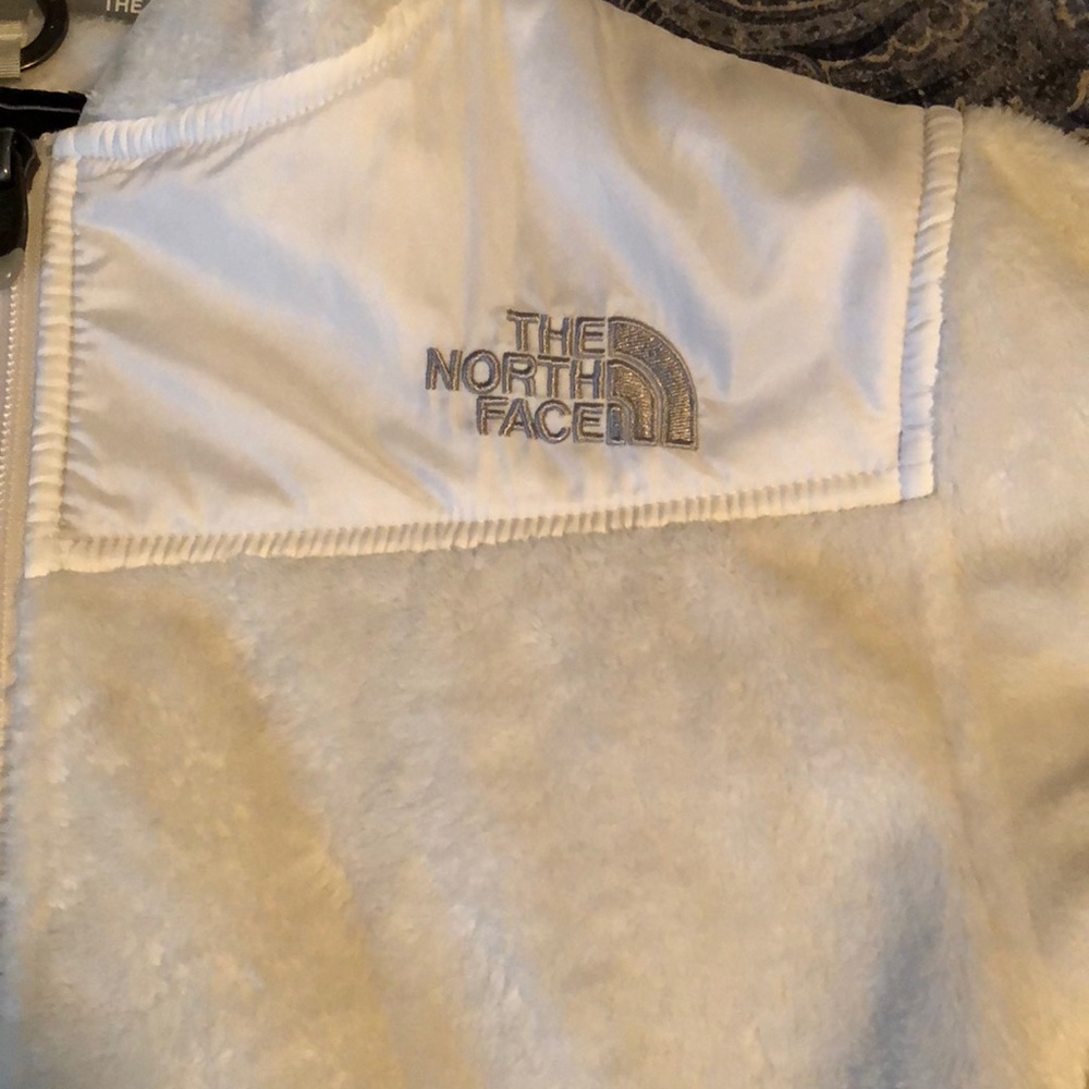 Light weight white furry North Face  jacket